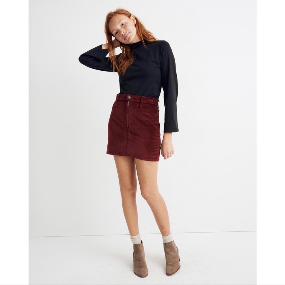 Madewell stretch velveteen mini skirt